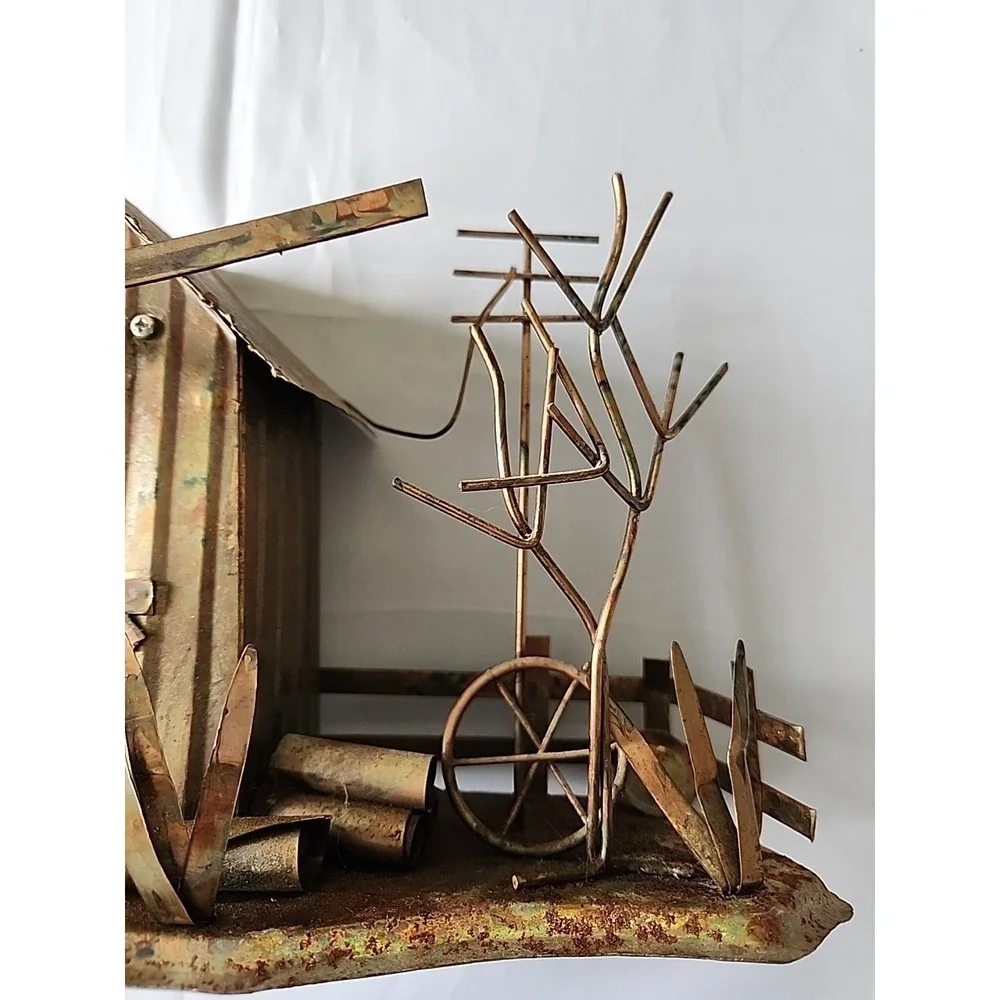 Vintage Handcrafted Metal Music Box‎ Farm Style Windmill Rustic Great Gift